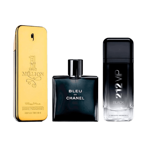 3-Piece Men's Fragrance Set: 1 Million, Bleu GB Chanel & 212 VIP Black Thumbnail 1
