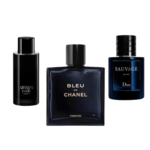 3-Piece Men's Fragrance Set: Armani Code, Bleu GB Chanel, Dior Sauvage Thumbnail 1