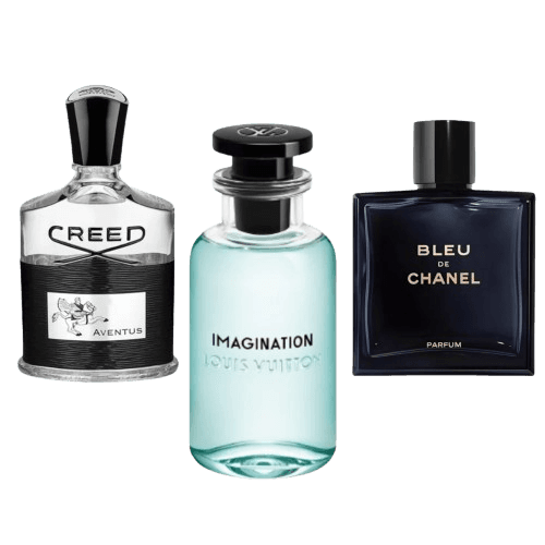 3-Piece Men's Fragrance Set: Creed Aventus, Louis Vuitton Imagination, Bleu GB Chanel Thumbnail 1
