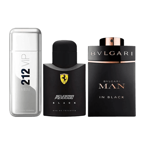 3-Piece Men's Fragrance Set: Ferrari Black, 212 VIP & Bulgari In Black Thumbnail 1