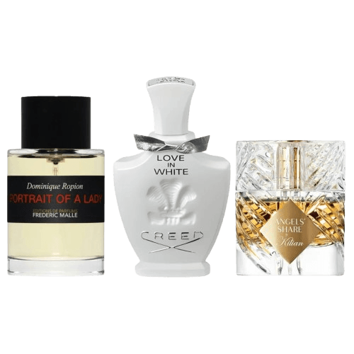 3-Piece Women's Fragrance Set: Frederic Malle Portrait of a Lady, Creed Love in White, Kilian Angels’ Share Principal