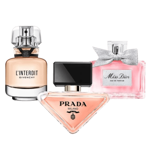 3-Piece Women's Fragrance Set: Givenchy L’Interdit, Miss Dior Blooming Bouquet, Prada Candy Principal